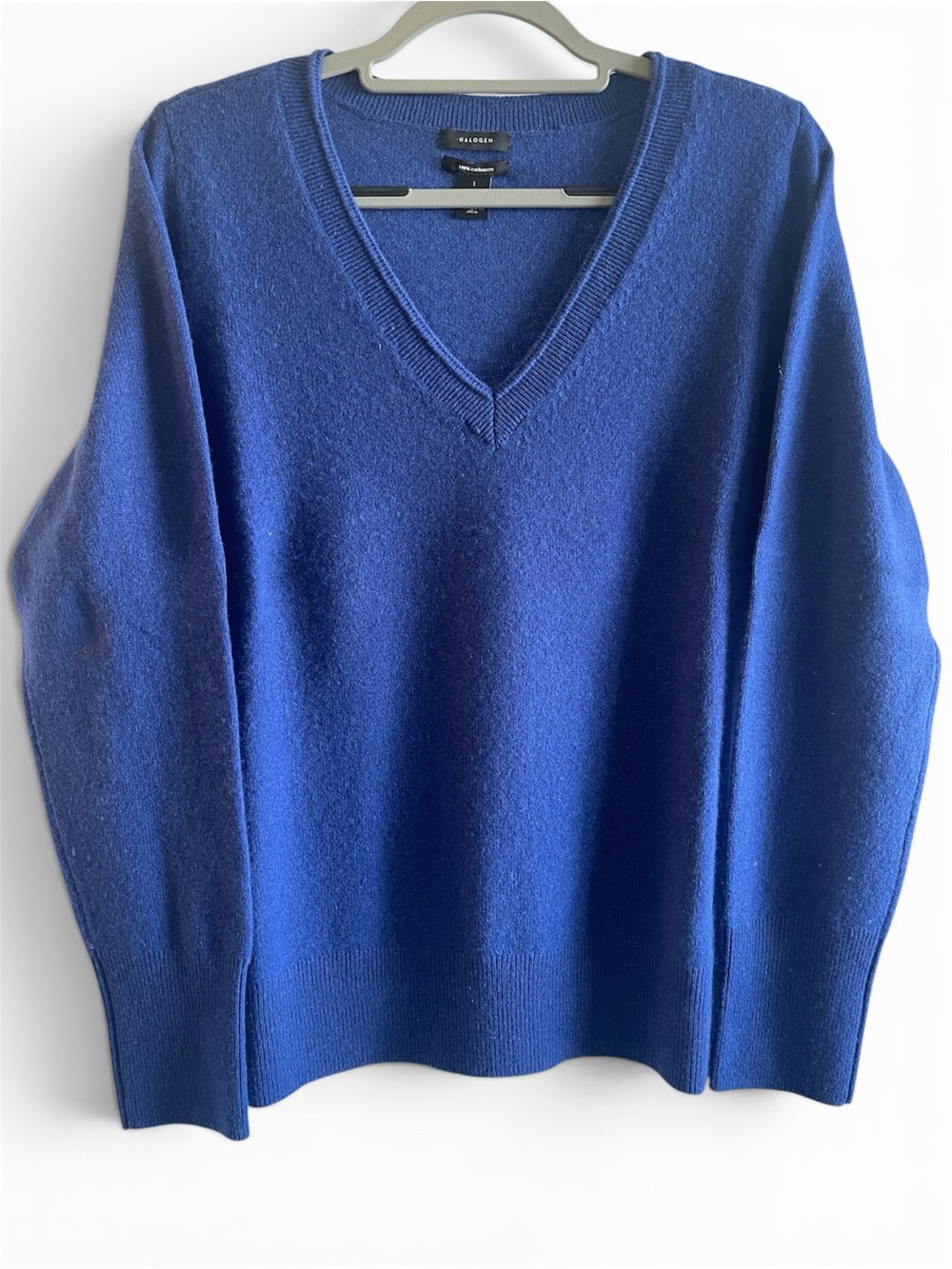 Halogen Cashmere Royal Blue V-Neck Sweater Size 1